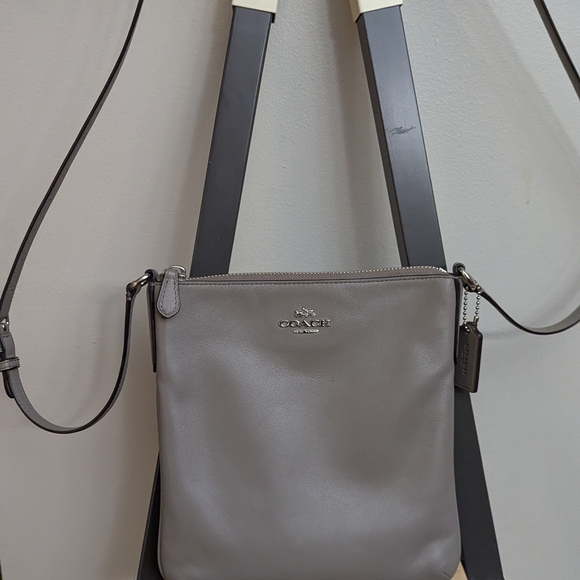 Coach Handbags - Coach Gray Leather Crossbody Bag
